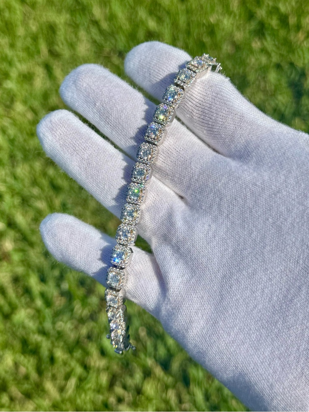 925 Silver, 11.5CTW Ice Cube Moissanite Bracelet